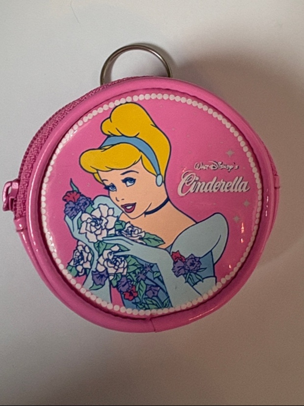 Disney Cinderella Pink Coin Purse Change Pouch Keychain